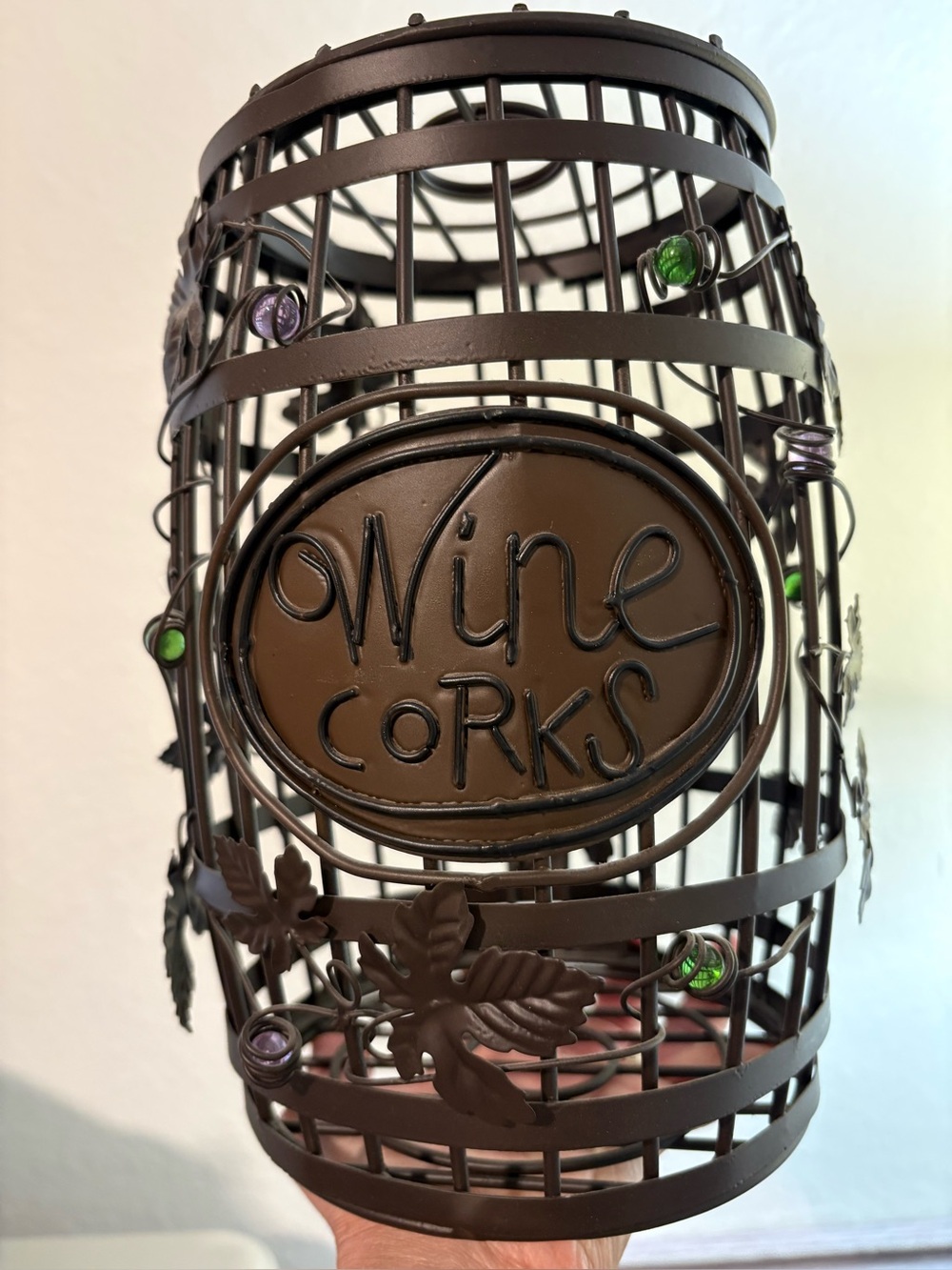 Wine Corks Metal Holder - Brown Decorative Cork Cage